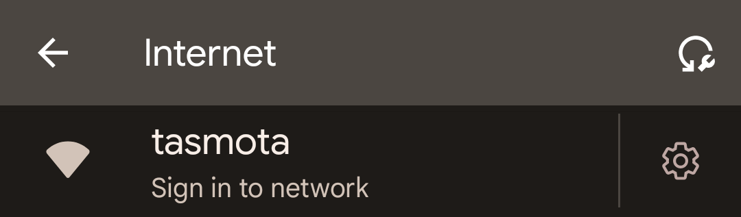 Screenshot of tasmota SSID connected on phone